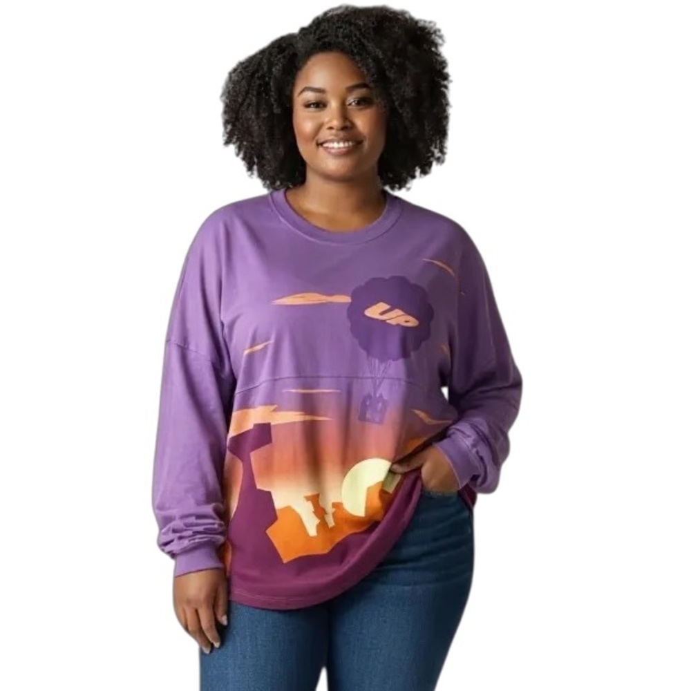 Disney Parks UP Spirit Jersey Purple Balloon Adventure Long Sleeve Size Large